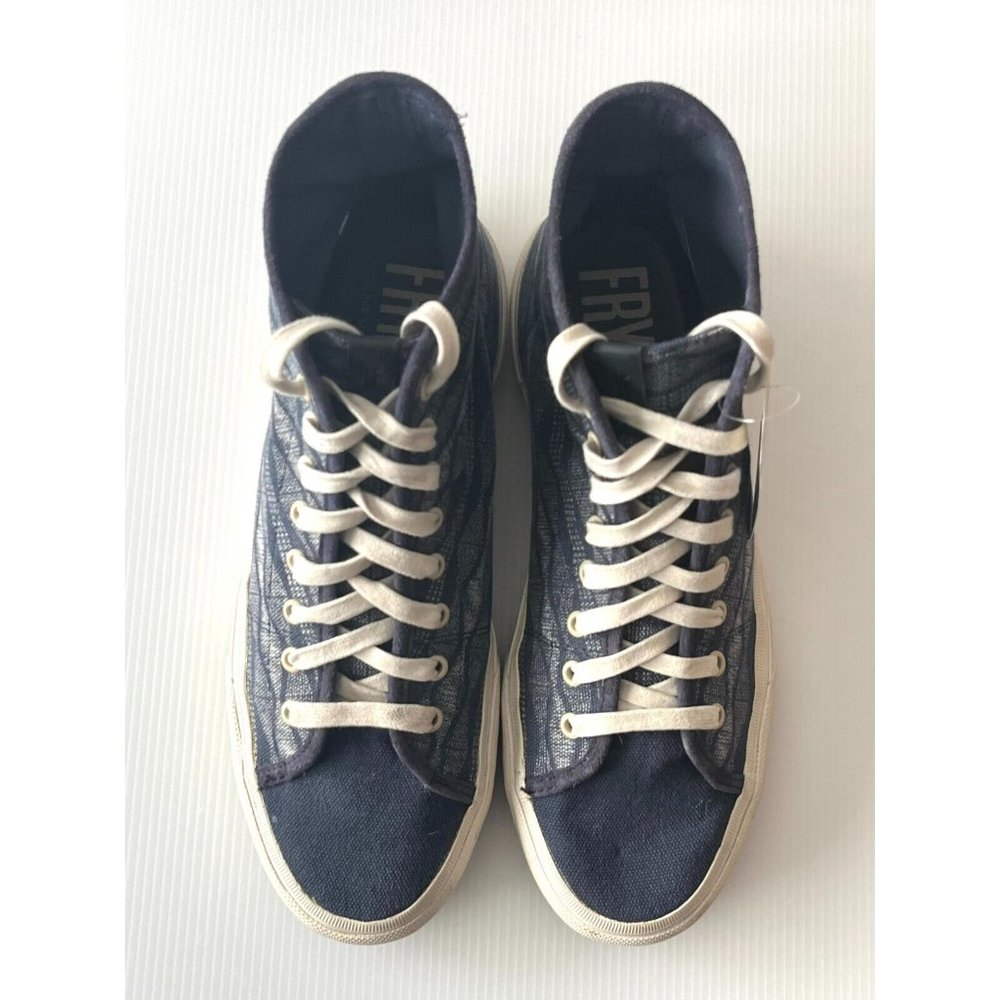 FRYE Blue Canvas High Top Sneakers w/ Geometric Print, Size 11 - Picture 3 of 12
